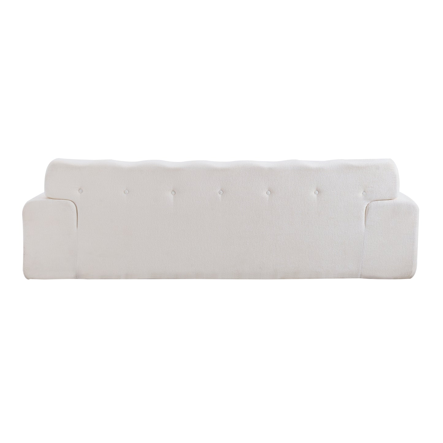 3 Seat White Chenille Sofa - 88 Inch Comfy Couch for Living Room