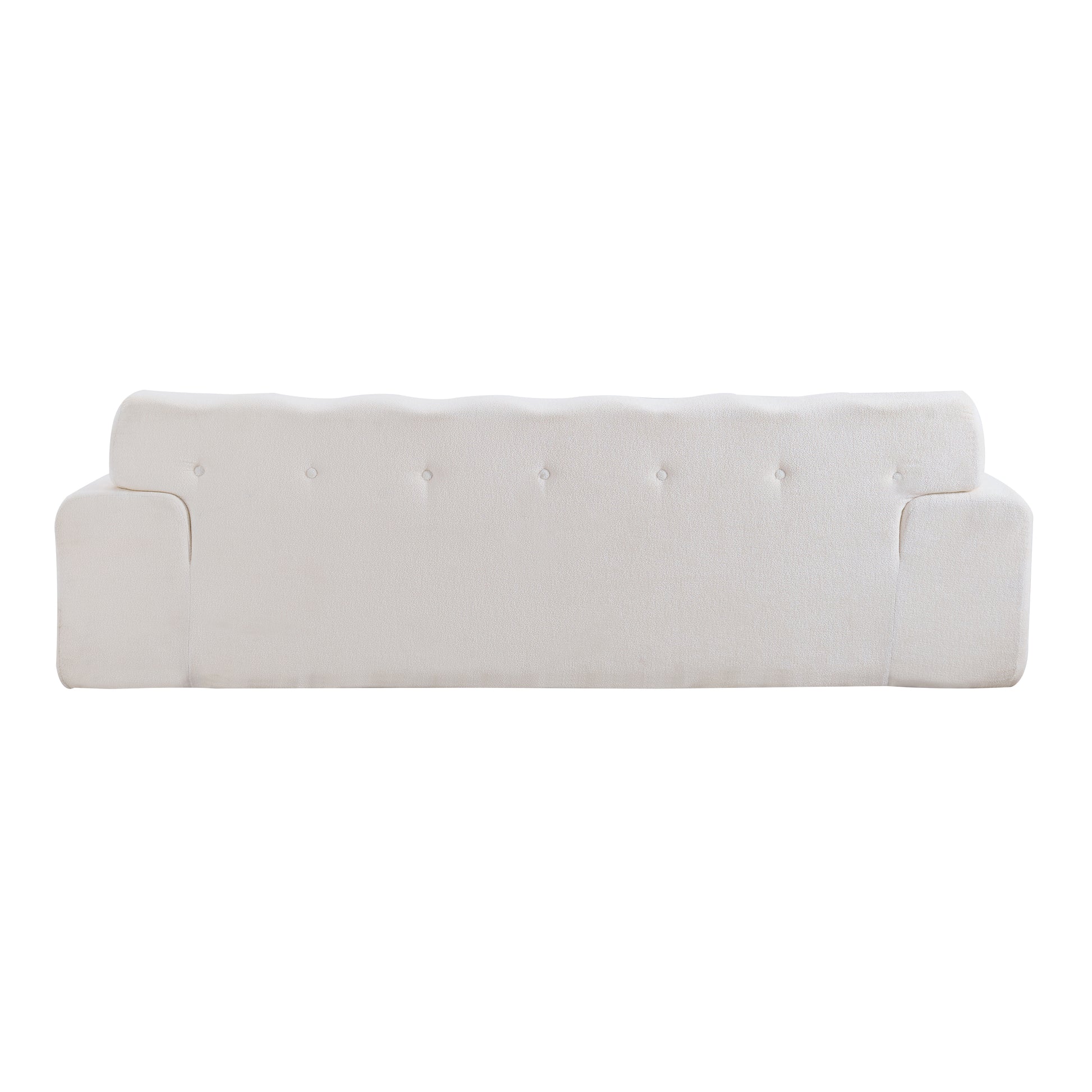 3 Seat White Chenille Sofa - 88 Inch Comfy Couch for Living Room