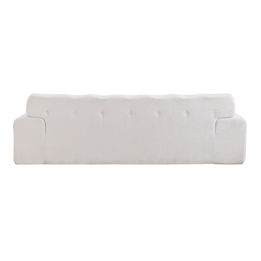 3 Seat White Chenille Sofa - 88 Inch Comfy Couch for Living Room