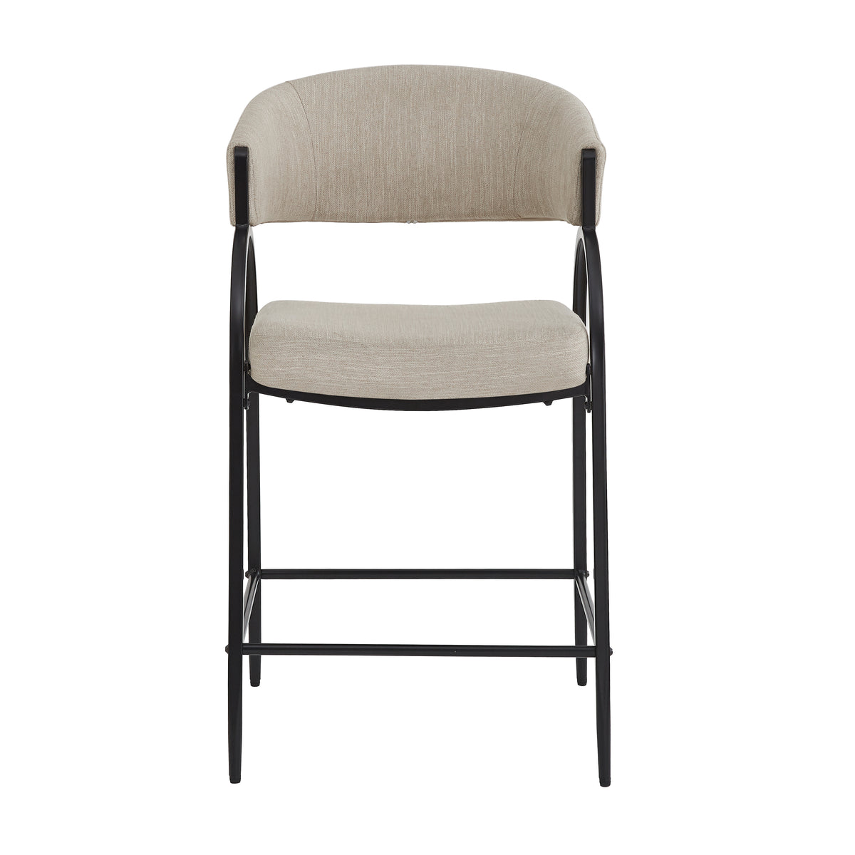 Modern Fabric Bar Stools Set of 2 with Black Metal Frame for Kitchen Dining