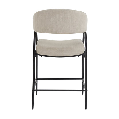 Modern Fabric Bar Stools Set of 2 with Black Metal Frame for Kitchen Dining