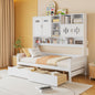 Twin Size Wooden Daybed With 2 Drawers, and All-in-One Cabinet and Shelf, White