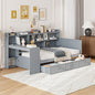 Twin Size Wooden Daybed With 3 Drawers, USB Ports and desk , Gray