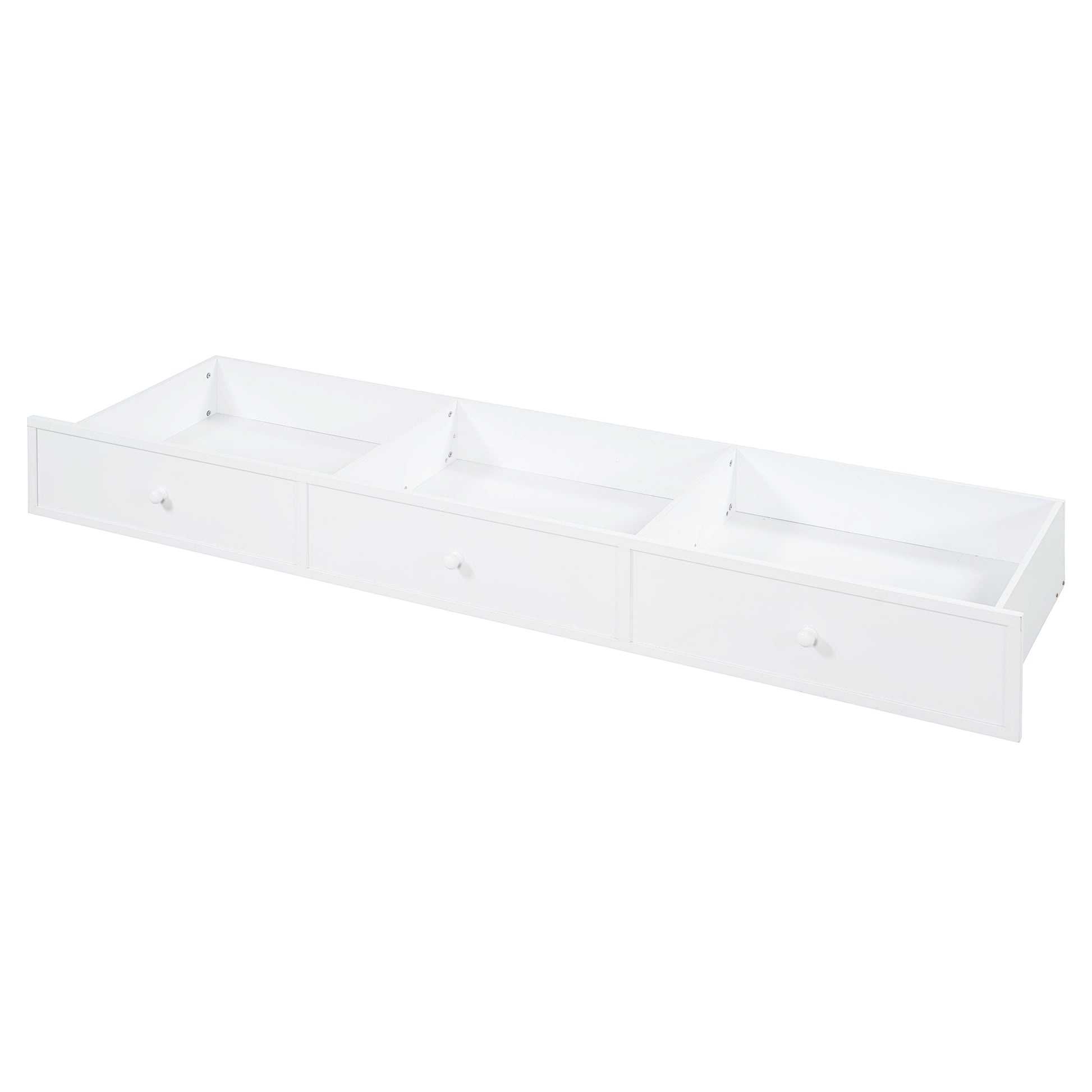 Full Size Wooden Daybed with Drawers & Desk - White