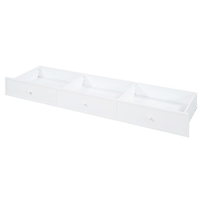 Full Size Wooden Daybed with Drawers & Desk - White