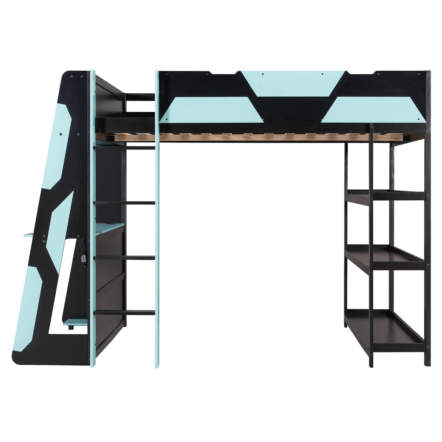 Full Size Gaming Loft Bed with Desk & Storage for Bedroom