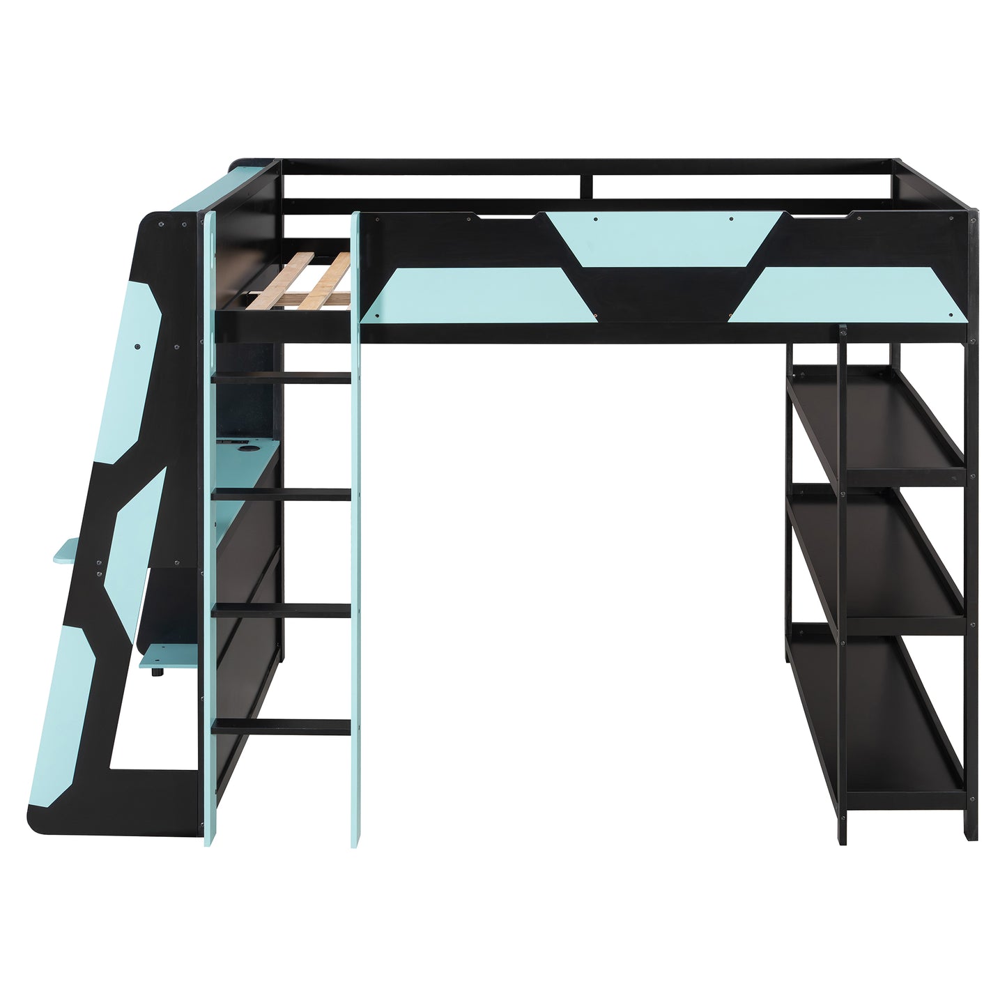 Full Size Gaming Loft Bed with Desk & Storage for Bedroom