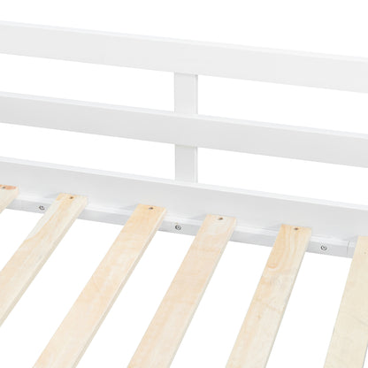 L-Shaped Bunk Bed with Desk - Twin Size, White Wood for Bedroom