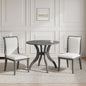 Oak Gray Dining Table Set:39.4" Round Table + 2 Chairs - Traditional Solid Wood Kitchen Set with Inlaid Tabletop, Elegant Curved Legs for Dining Room