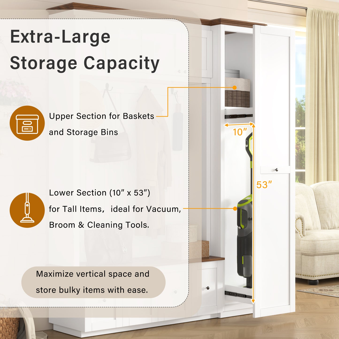White MDF Hall Tree with Storage Bench - 78.7" Entryway Coat Rack