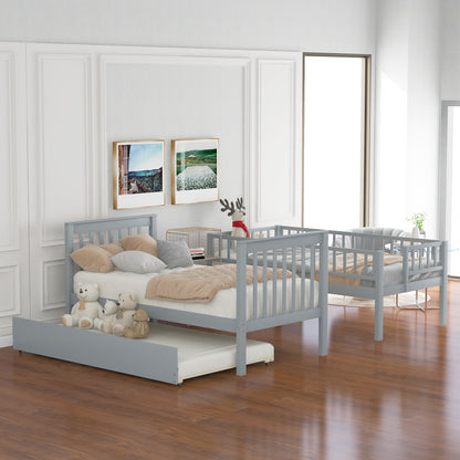 Twin Over Twin Bunk Bed Gray - Storage & Trundle