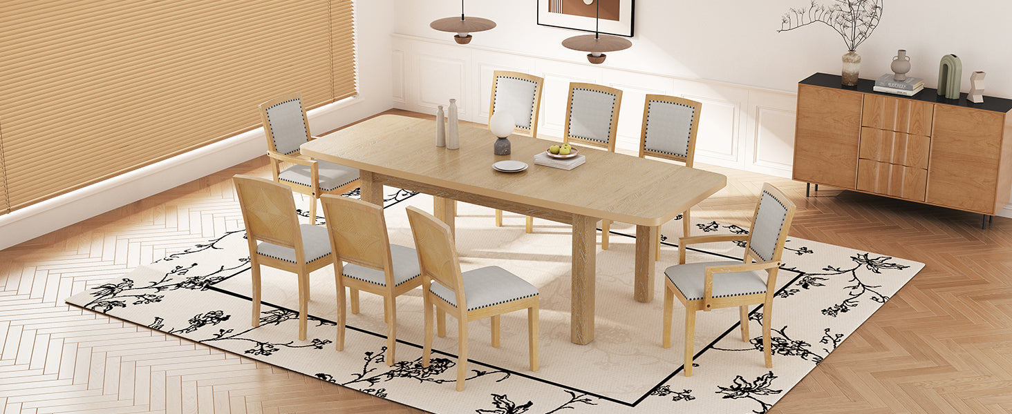 Extendable Rubberwood Dining Set with Removable Leaf and Chairs