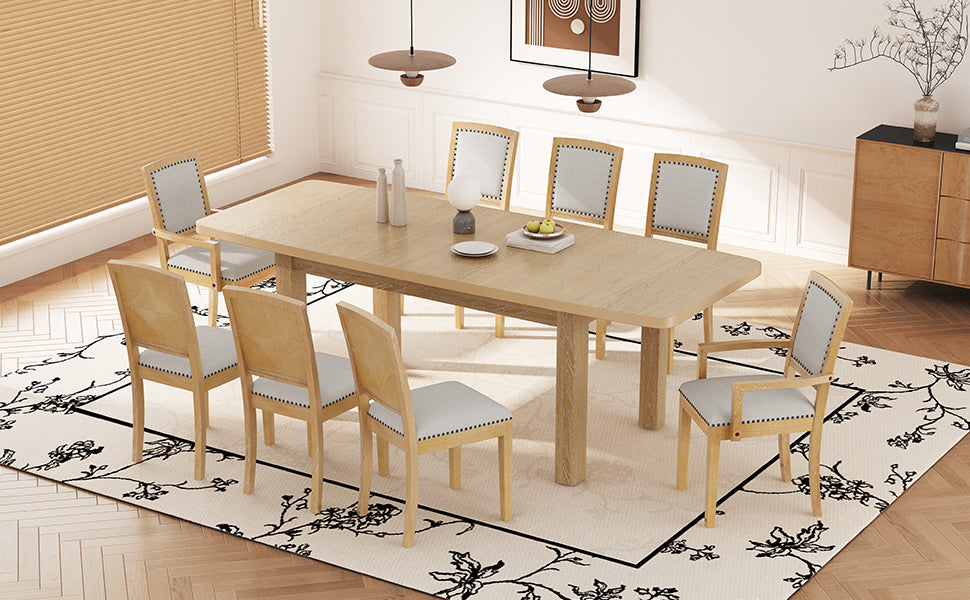 Extendable Rubberwood Dining Set with Removable Leaf and Chairs