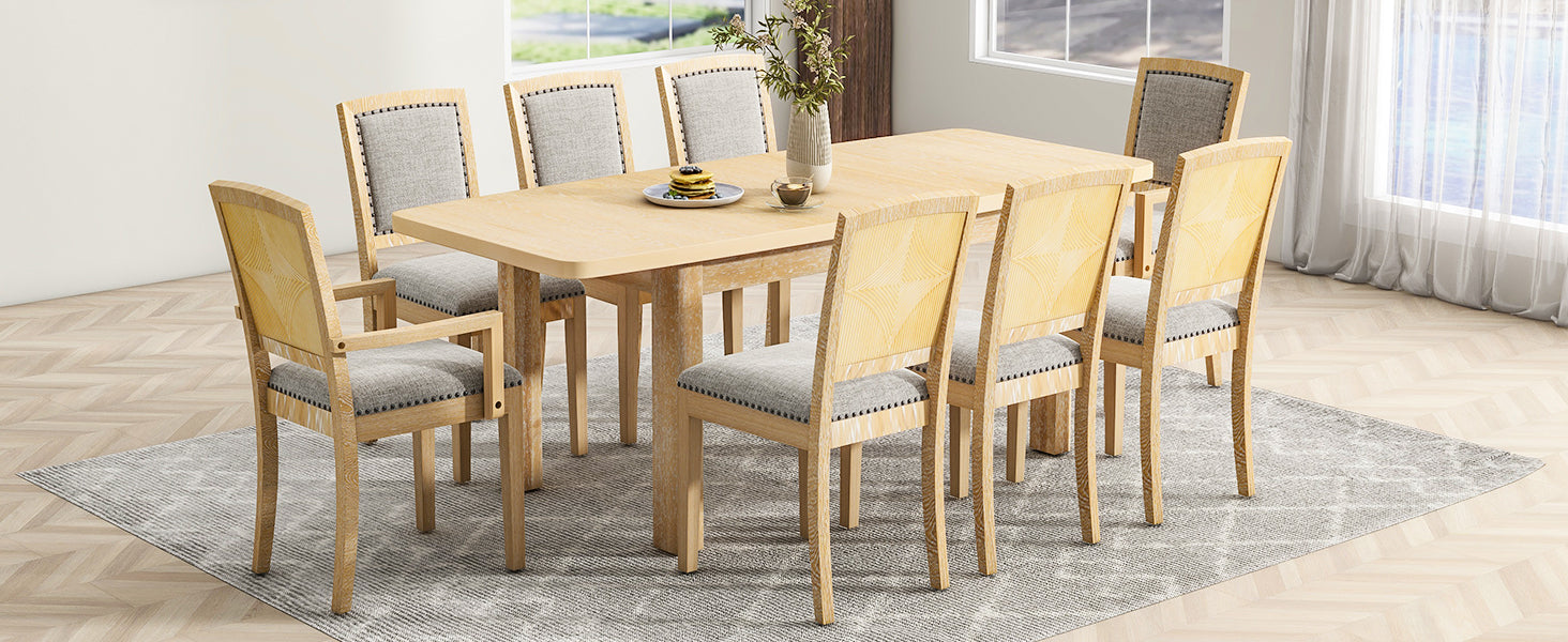Extendable Rubberwood Dining Set with Removable Leaf and Chairs