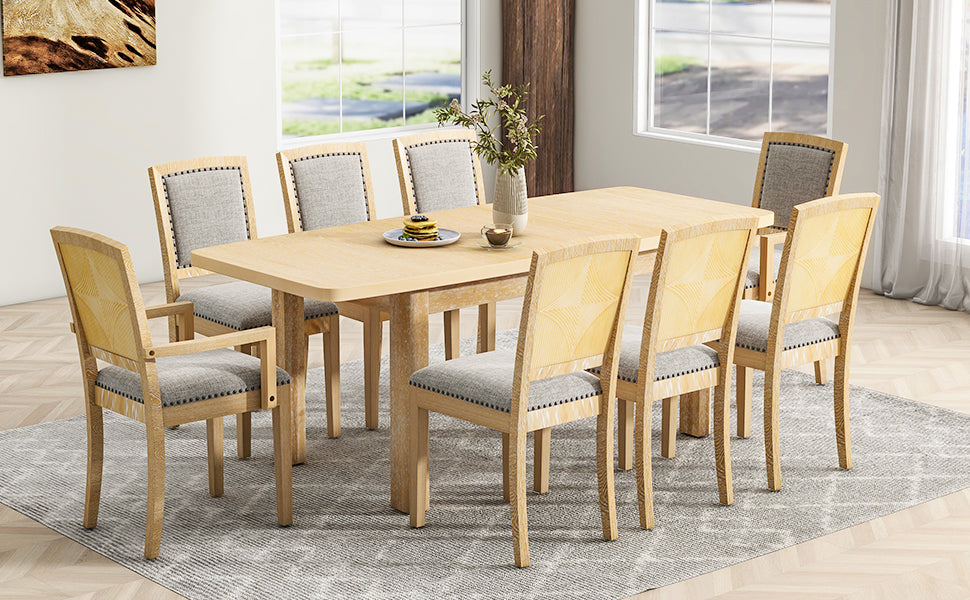 Extendable Rubberwood Dining Set with Removable Leaf and Chairs