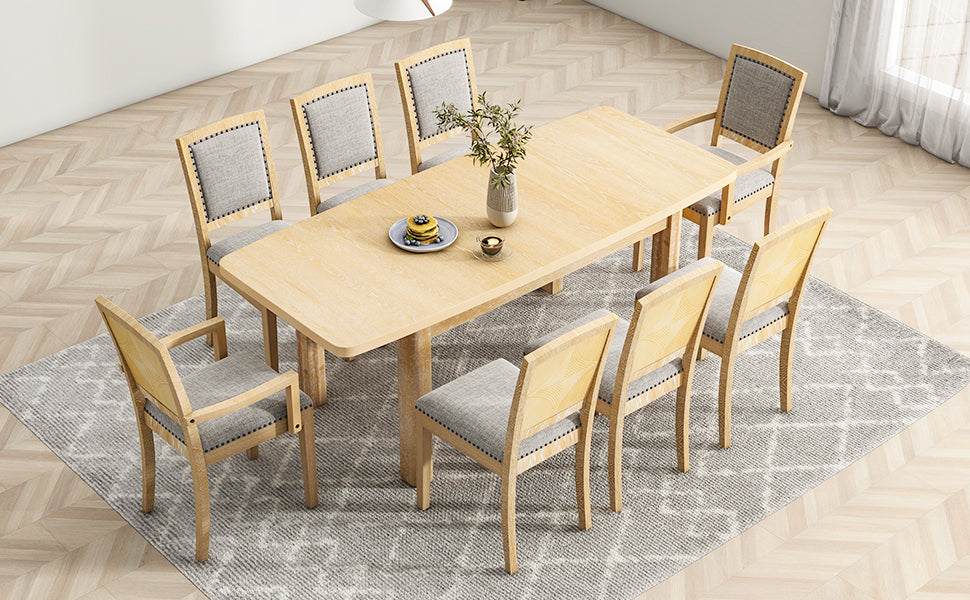 Extendable Rubberwood Dining Set with Removable Leaf and Chairs