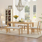 [Video Provided] TREXM Vintage Extendable Dining Table Set for 4-6 with 4 Upholstered Chairs and 1 Bench, Rustic Wire Brushed Kitchen Table Set with Curved Design for Dining Room and Kitchen (Natural)