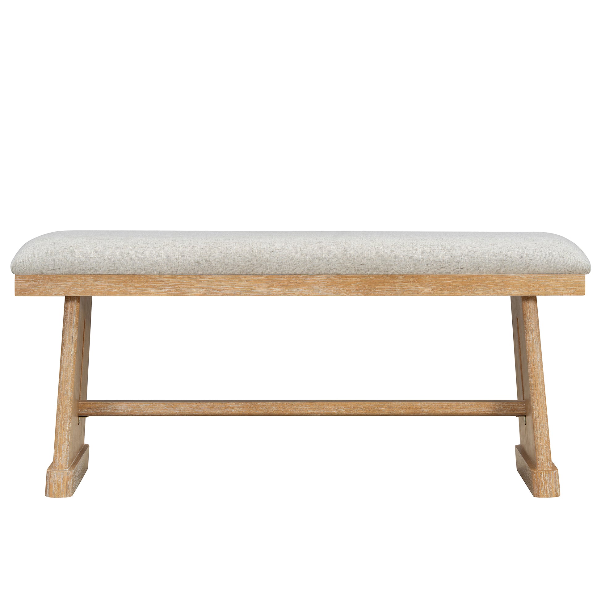 Rustic Farmhouse Dining Table Set with Natural Wood and Linen Chairs
