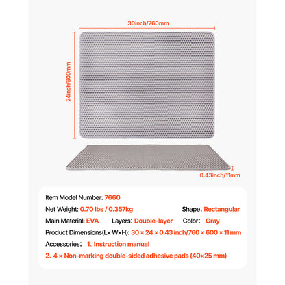 Gray Polyethylene Cat Bed Mat - 17 x 13 Inches