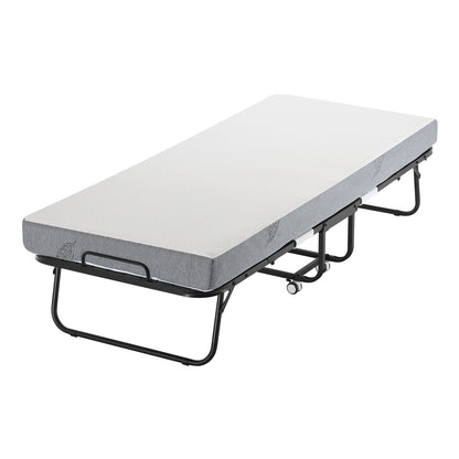 31 in x 75 in Folding Bed with 5 in Mattress, Twin Size, Grey, for Adults, Guest