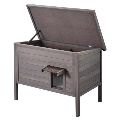 Outdoor Cat House Wooden Feral Cat Shelter with Roof & PVC Door Flaps