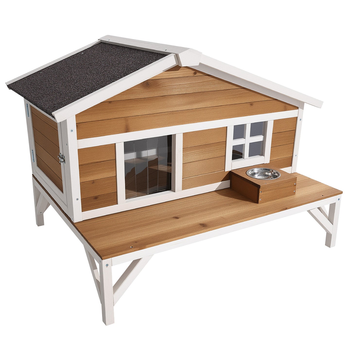Outdoor Wooden Cat House - Insulated Winter Shelter