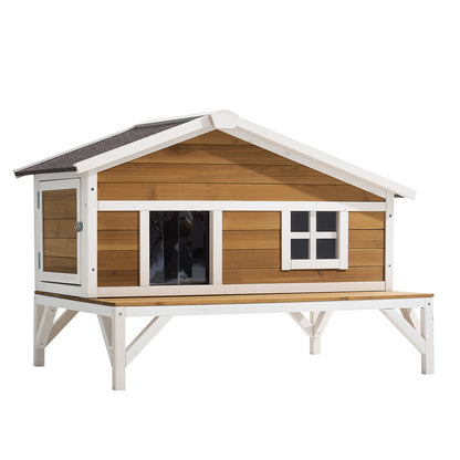 Outdoor Wooden Cat House - Insulated Winter Shelter