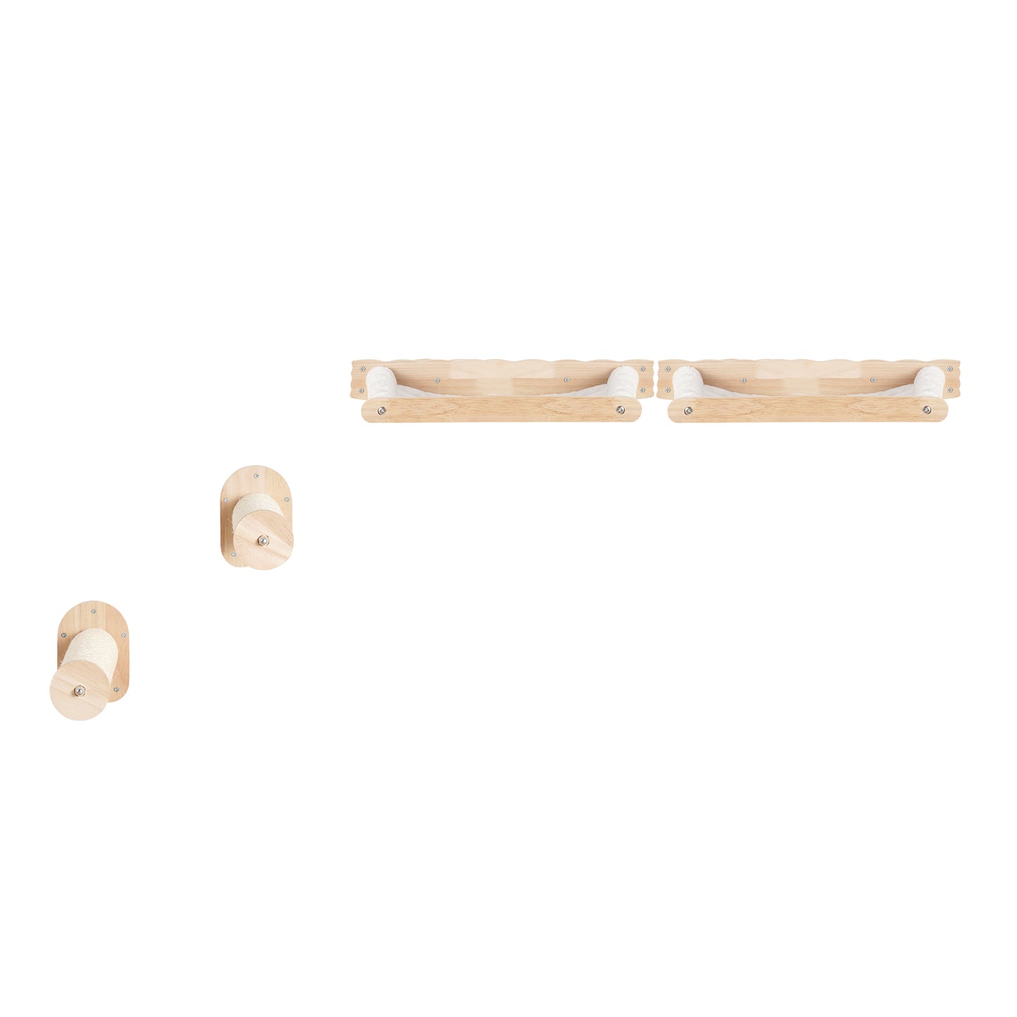 Rubber Wood Cat Wall Shelves - 2 Posts & 2 Hammocks