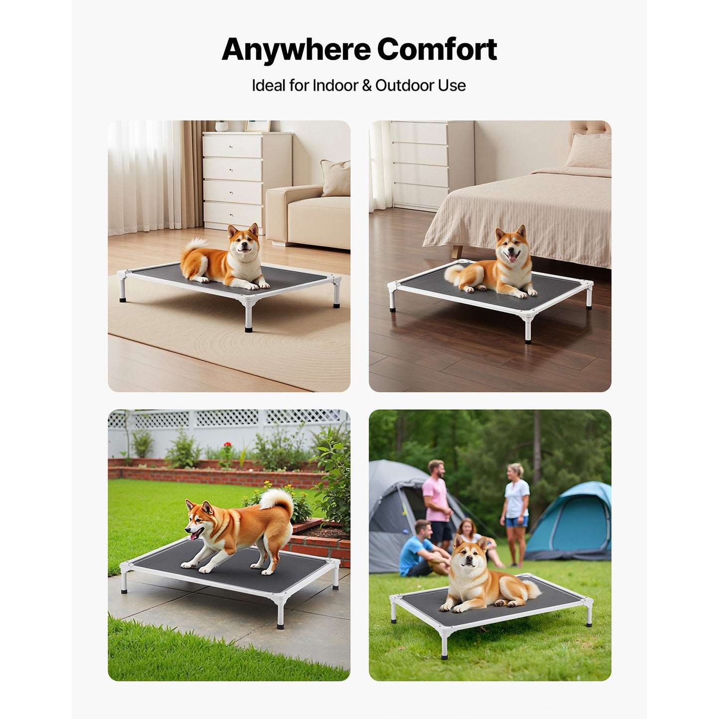 Elevated Dog Bed - Large & Portable Gray