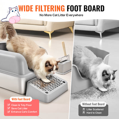 Large 6-Inch Deep Cat Litter Box - Odor Control & Easy Cleaning