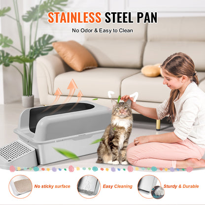 Large 6-Inch Deep Cat Litter Box - Odor Control & Easy Cleaning