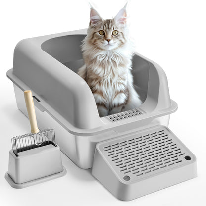 Large 6-Inch Deep Cat Litter Box - Odor Control & Easy Cleaning
