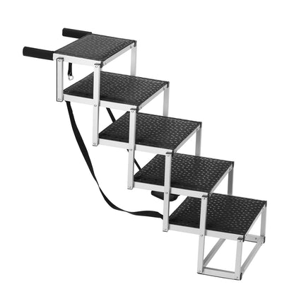 5-Step Aluminum Dog Car Stairs - Black