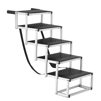 5-Step Aluminum Dog Car Stairs - Black