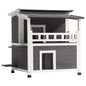 Insulated Cat House, 2-Story Wooden Cat Shelter, Foam Insulation, Feral Kitty Shelter with Balcony, Waterproof Cats Condos for Indoor & Outdoor 1-3 Cats in Winter 33 x 29.5 x 32 in