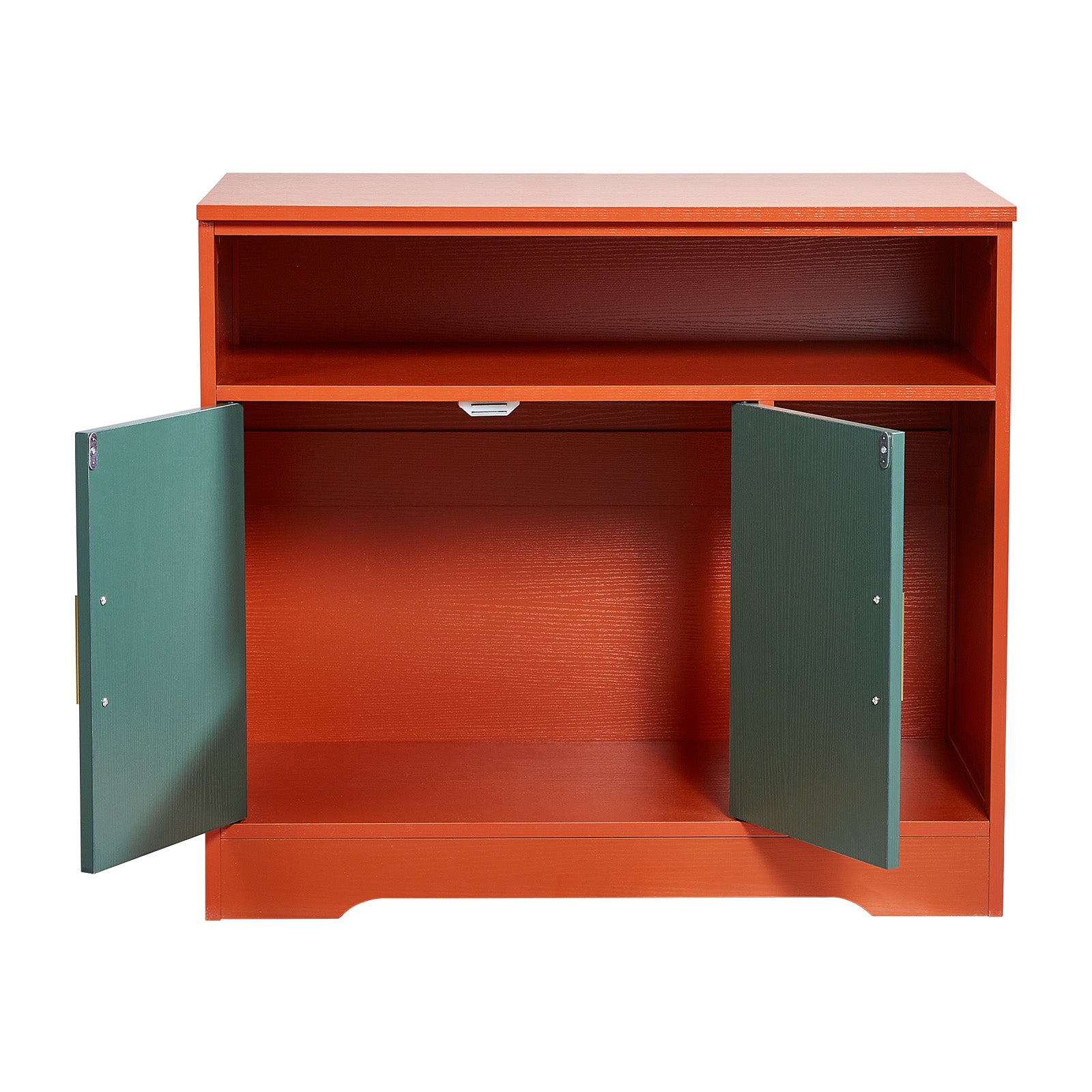 Small Red Green Cat Litter Box Cabinet - Hidden Furniture
