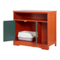 Cat Litter Box Enclosure, 31 in Hidden Litter Box Cabinet with Shelf & Storage, Modern Style Indoor Cat Washroom, Wooden Kitty House Furniture End Table, Fit Most Litterboxes, Red & Green