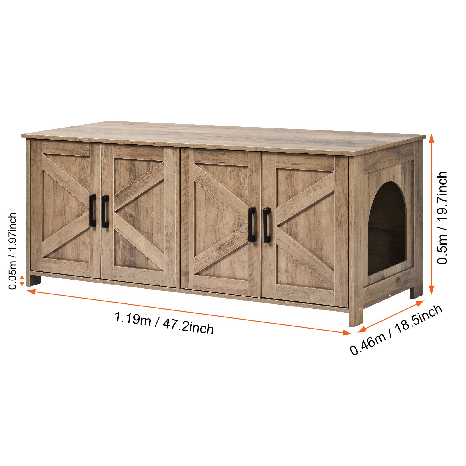 47.2" Gray Aluminum Alloy Cat Litter Box Furniture Bed