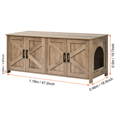 47.2" Gray Aluminum Alloy Cat Litter Box Furniture Bed