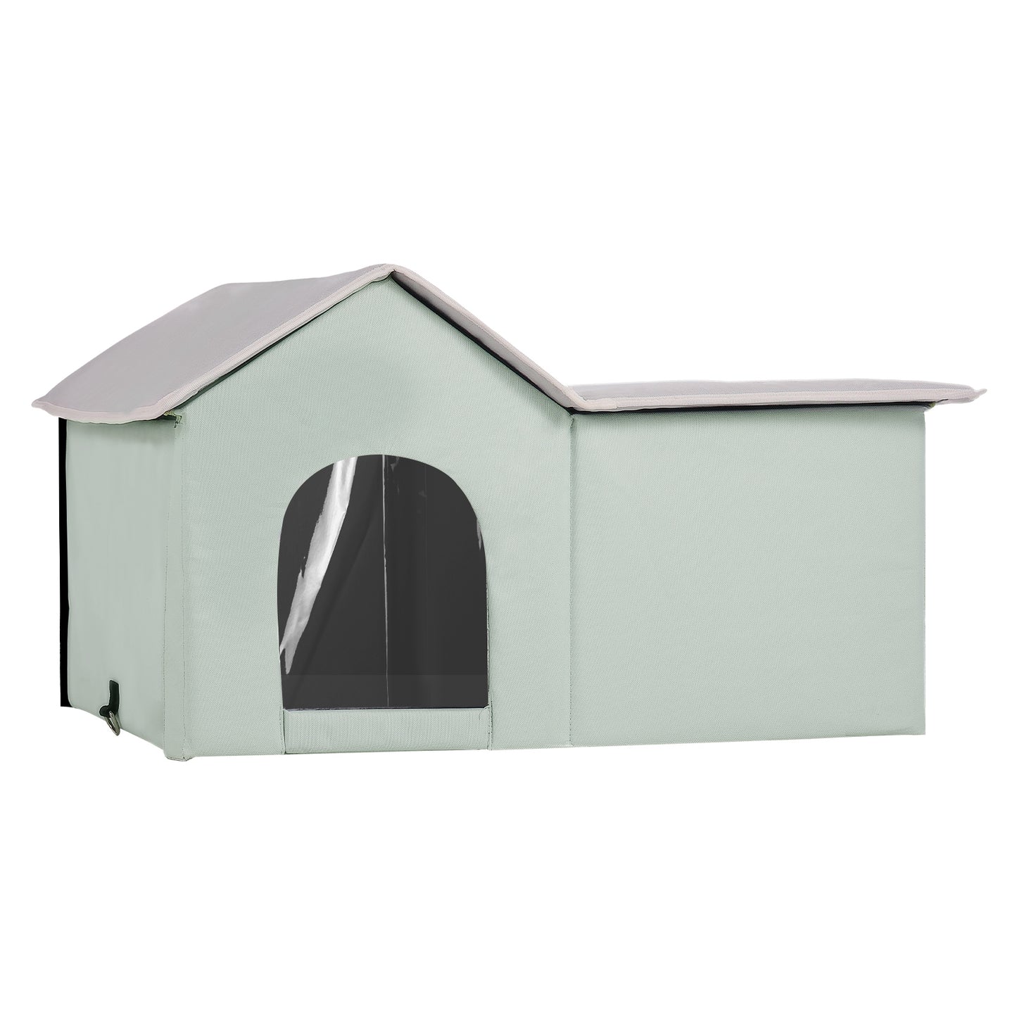 Large 68°F Heated Cat House - PVC Green Pet Bed