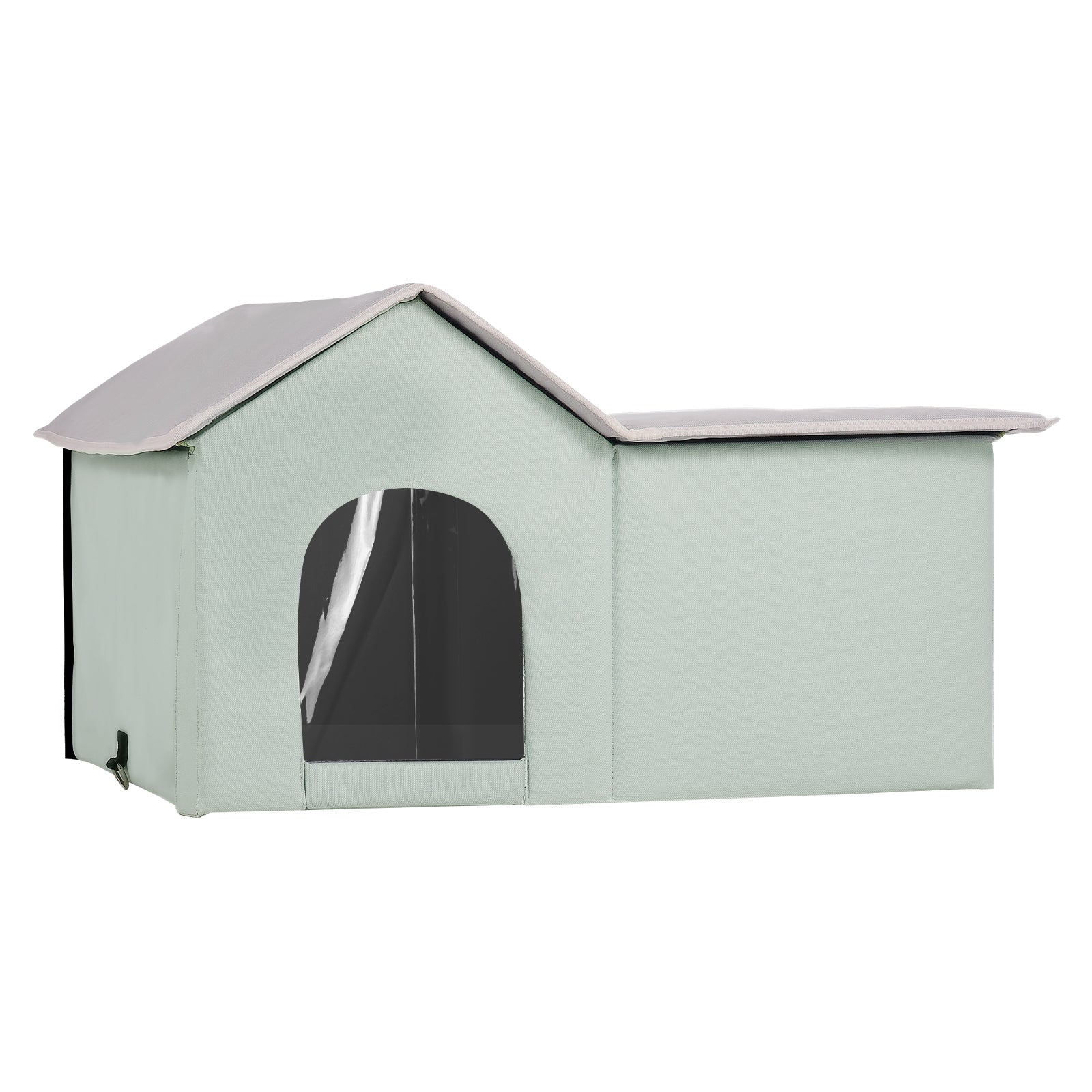 Large 68°F Heated Cat House - PVC Green Pet Bed