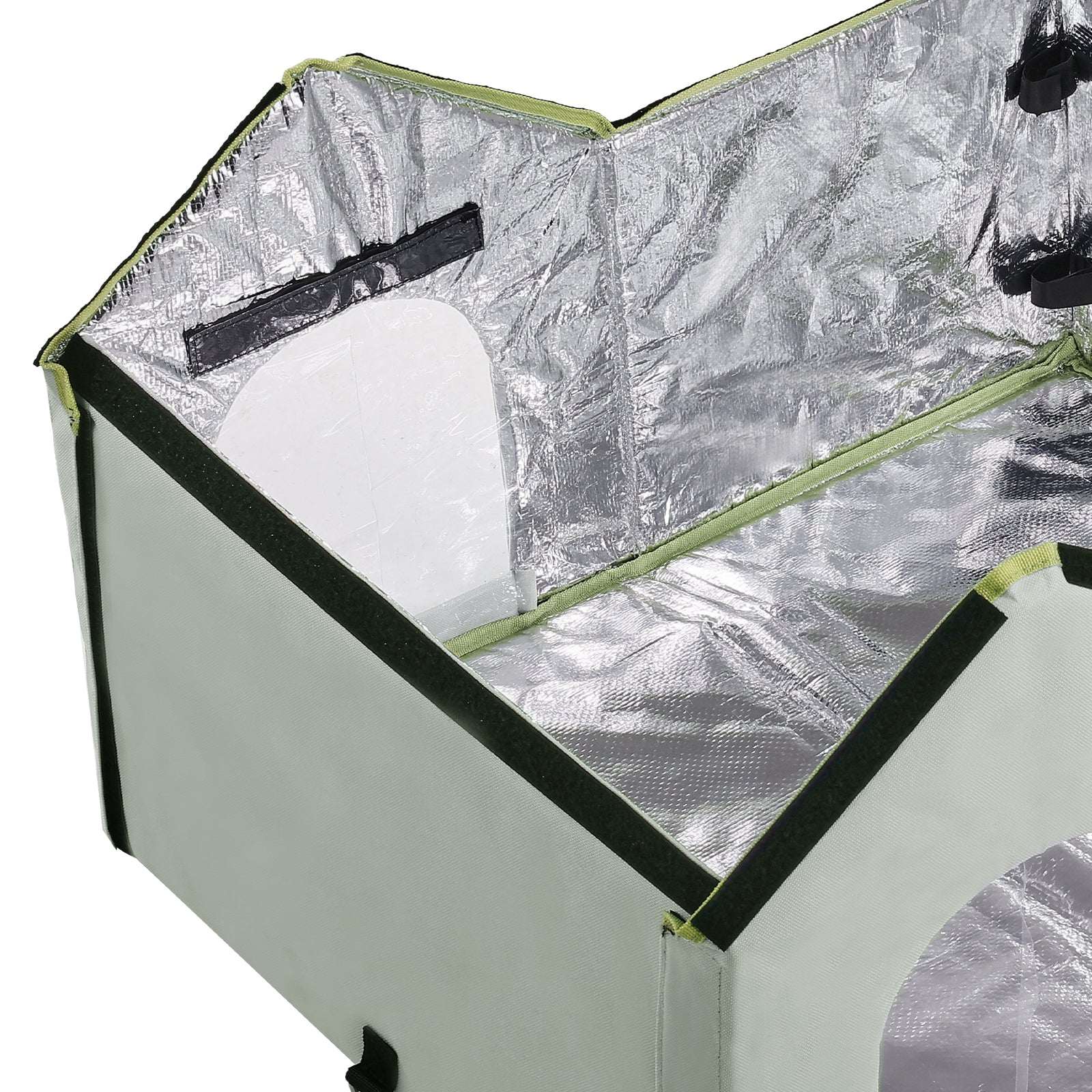 Large 68°F Heated Cat House - PVC Green Pet Bed