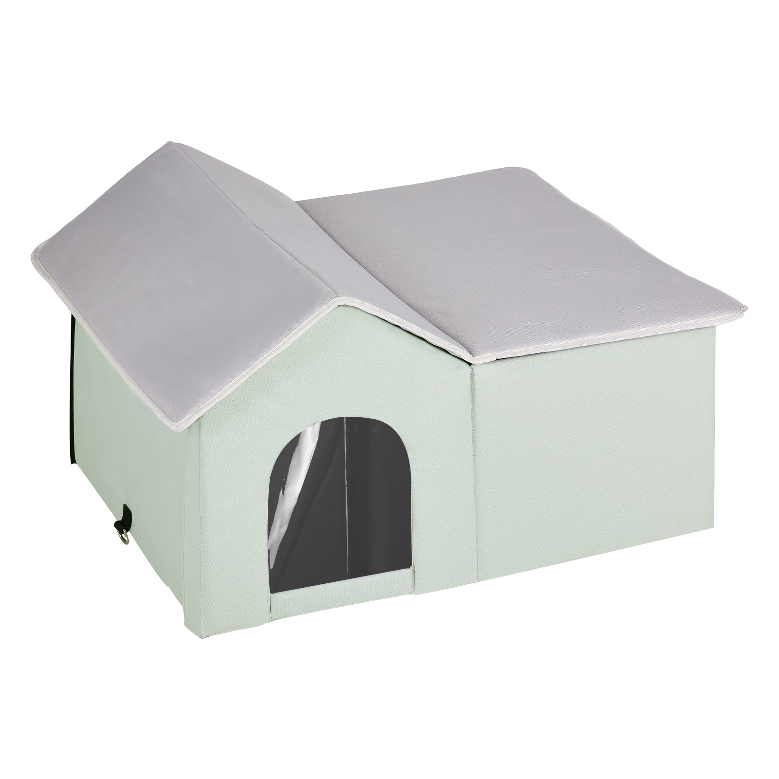 Large 68°F Heated Cat House - PVC Green Pet Bed