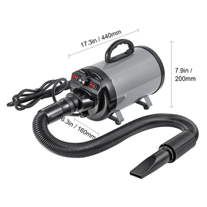 Grey+Black Iron Dog Dryer - 2800W Pet Grooming Machine