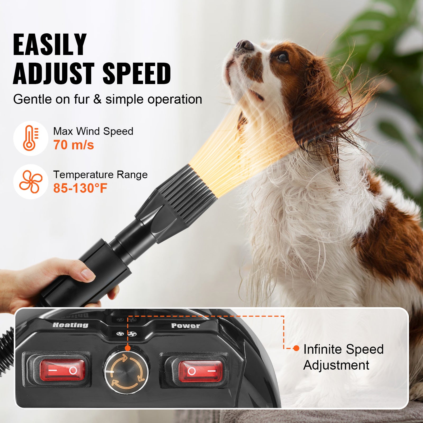 Grey+Black Iron Dog Dryer - 2800W Pet Grooming Machine
