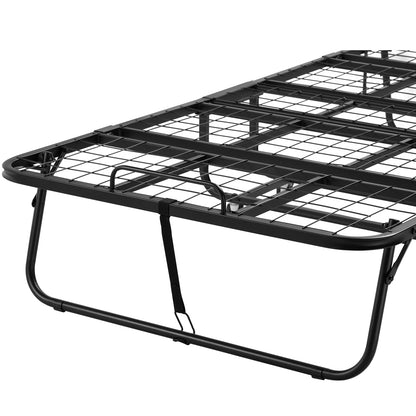 Black Metal Rollaway Bed - Twin Size Folding Bed with Mattress for Bedroom