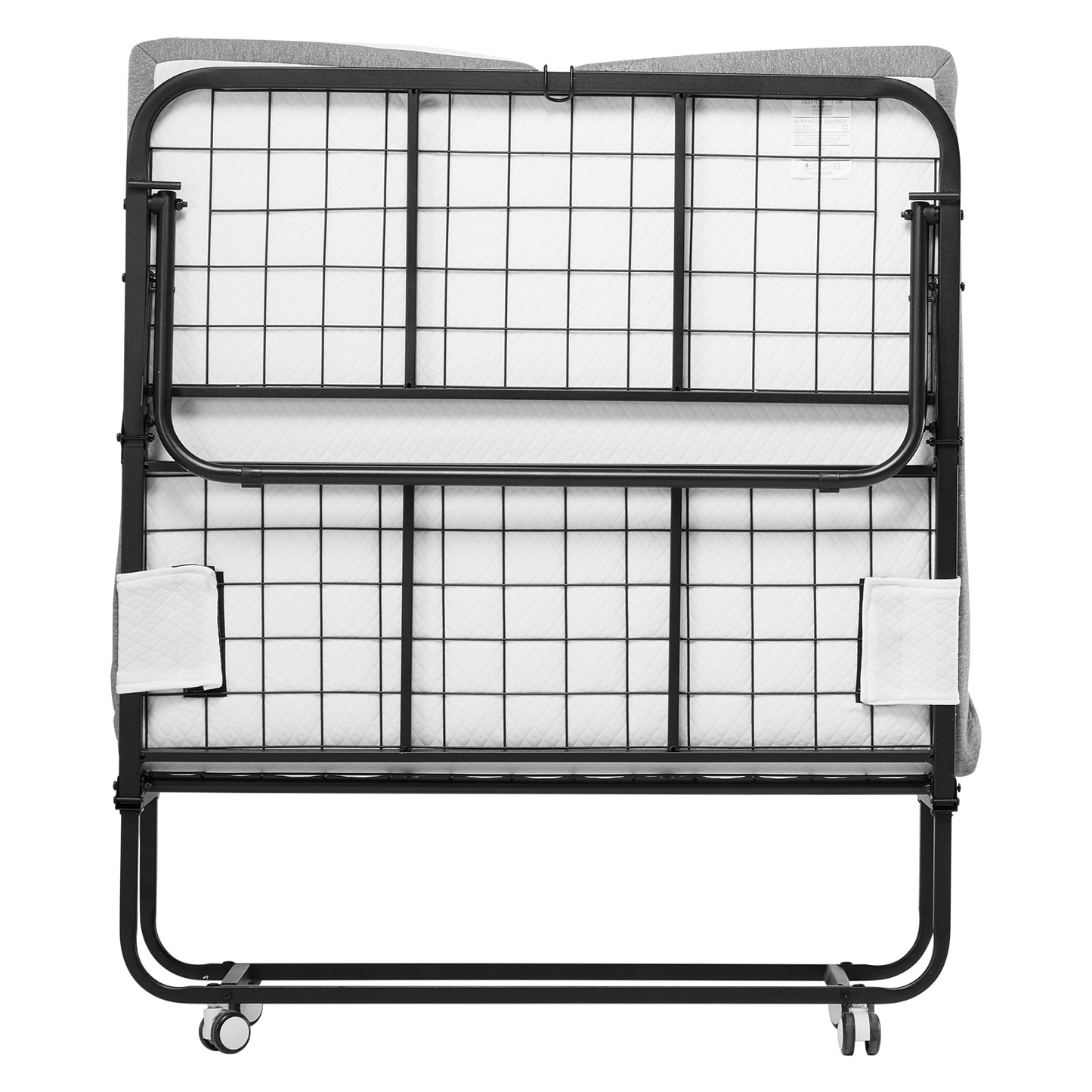 Black Metal Rollaway Bed - Twin Size Folding Bed with Mattress for Bedroom