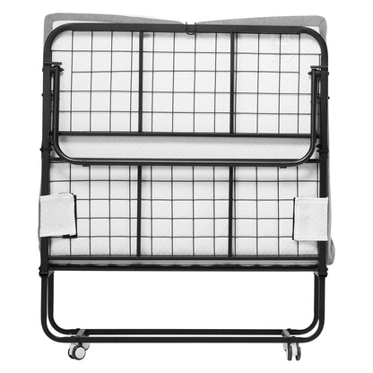Black Metal Rollaway Bed - Twin Size Folding Bed with Mattress for Bedroom