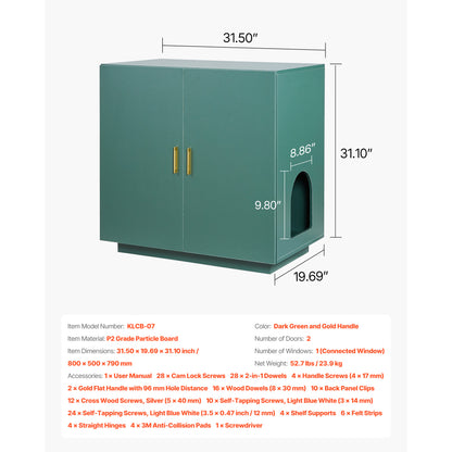 Cat Litter Box Enclosure - Spacious Wooden Cabinet for Cats