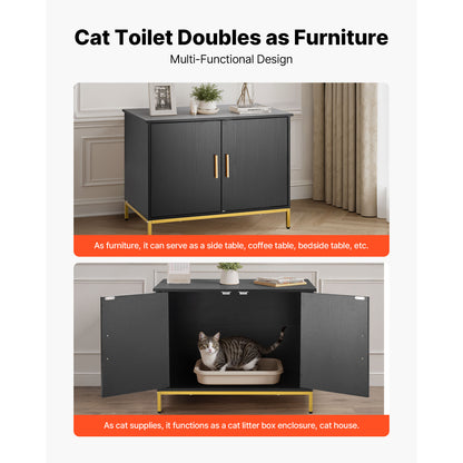 Black Metal Cat Litter Box Cabinet - 27.6" Bedroom Furniture